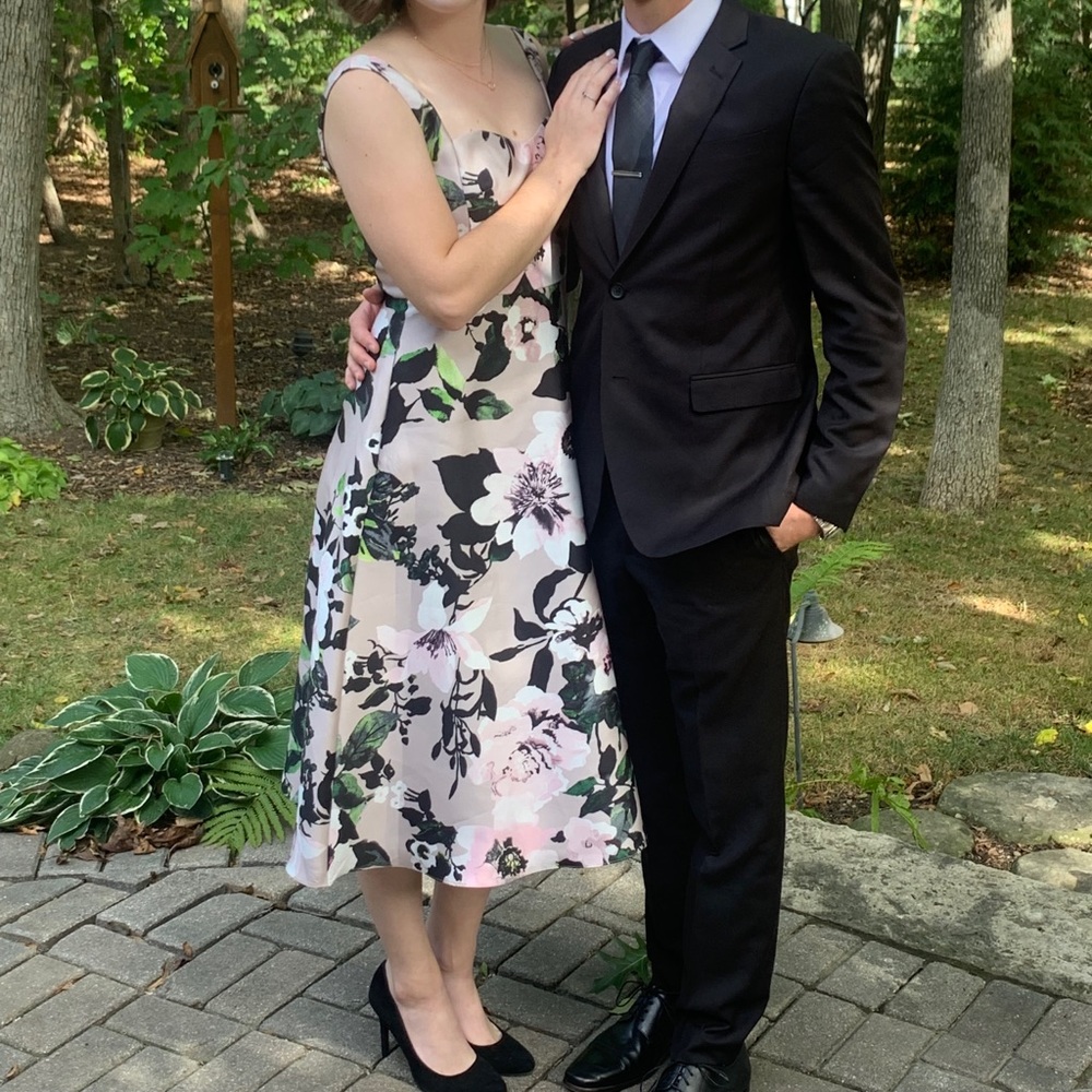 ADRIANNA PAPELL Floral Tea Taffeta Dress